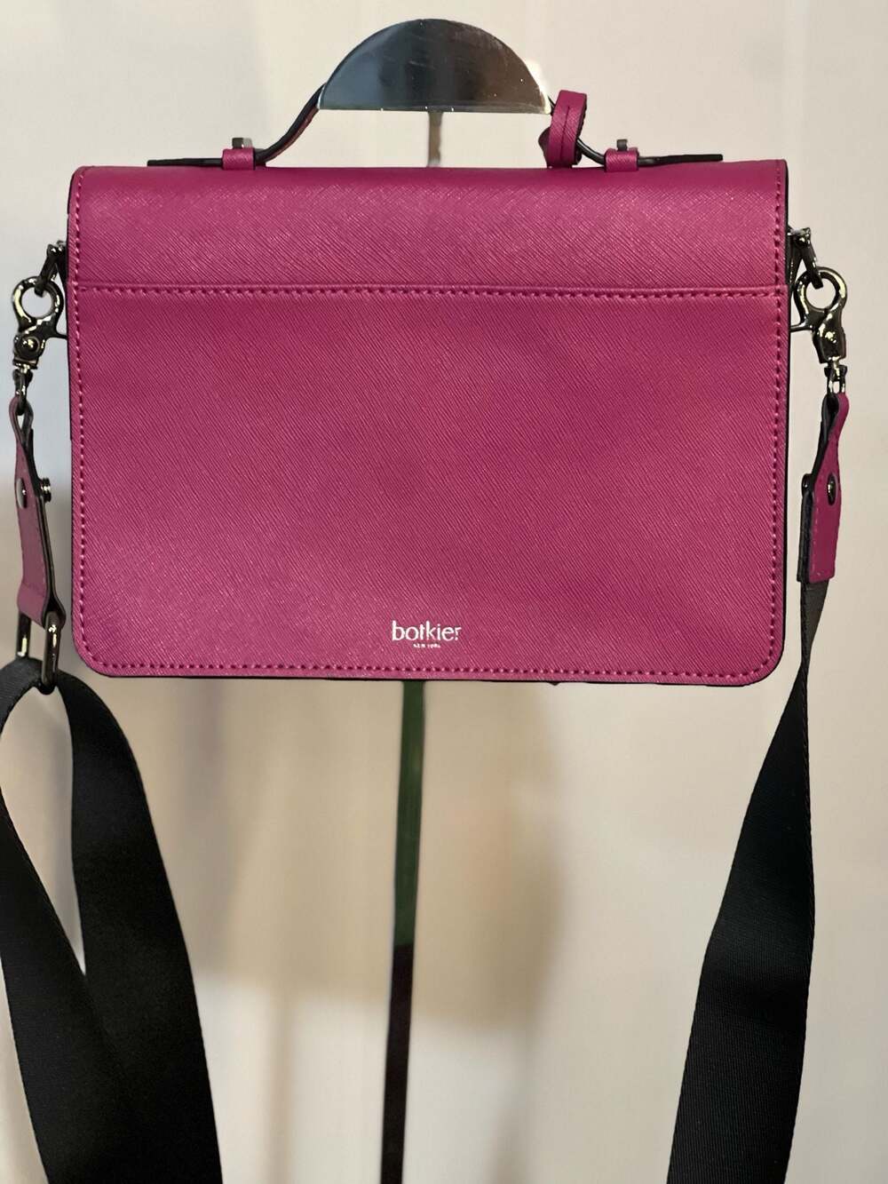 Botkier Cobble Hill Crossbody Magnetic Flap Bag in Fuchsia Pink Saffiano Leather - Picture 9 of 9
